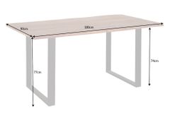 Massivholz Esstisch MAMMUT 180cm Wild-Akazie Baumkante Industrial Design 2,6cm Tischplatte