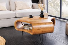 Massiver Couchtisch ORGANIC LIVING 90cm braun honey finish Akazienholz  mit Stauraum