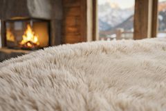 Großes 3-Sitzer Sofa YETI 200cm beige sand langfloriger Plüsch Shaggy-Stoff
