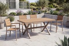 Moderner Gartentisch DESIGNO 150cm natur greige Aluminium wetterfest X-Gestell