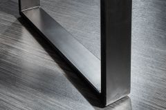 Massiver Esstisch IRON CRAFT 140cm Mangoholz schwarzes Eisengestell Kufe Industrial Design
