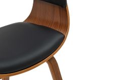 Design Stuhl ORGANIC schwarz Walnuss Kunstleder mit Armlehnen
