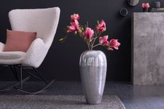 Elegante Vase ORIENTAL 50cm silber im Wild Hammerschlag Design