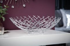 Design Schale STRUCTURE 45cm silber pulverbeschichtetes Metall