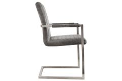 Industrial Freischwinger Stuhl LOFT vintage grau Microfaser mit Armlehne Edelstahl