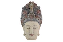 Figur BUDDHA HEAD 45cm mehrfarbig handmade Deko-Kopf Blumengöttin