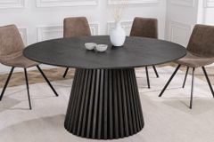 Runder Esstisch VALHALLA WOOD 140cm schwarz Eichenholz Säulenfuß