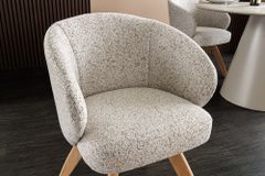 Drehbarer Stuhl WALKÜRE beige natur Eichenholz mit Taschenfederkern und Armlehne