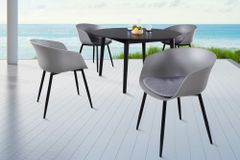 Moderner Stuhl DESIGNO grau Kunststoff Gartenstuhl mit Armlehnen Indoor Outdoor