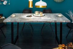 Moderner Esstisch LOFT 120cm grau Beton-Design schwarze Metallbeine Kufengestell