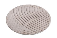 Runder 3D strukturierter Kurzflor Teppich ART DECO 80cm beige creme Hoch-Tief-Effekt