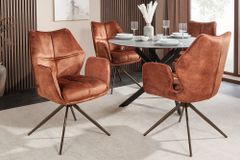 Drehbarer Design Stuhl CONCORD rost braun Samt Taschenfederkern Metallgestell braun