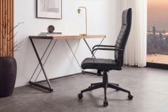 Höhenverstellbarer Bürostuhl LAZIO schwarz Kunstleder drehbar mit Rollen