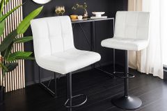 Höhenverstellbarer Barhocker MODENA weiß Kunstleder schwarz mit Lehne drehbar