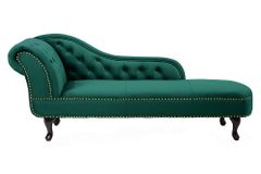 Design Récamière CHESTERFIELD 170cm smaragdgrün Samt Knopfheftung Nietenbesatz
