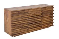 Massivholz Sideboard RELIEF 160cm braun Sheesham stone finish Kommode mit Schubladen