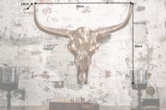 Design Schädel MATADOR 70cm kupfer geflammt Aluminium Wanddekoration