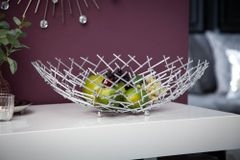 Design Schale STRUCTURE 45cm silber pulverbeschichtetes Metall