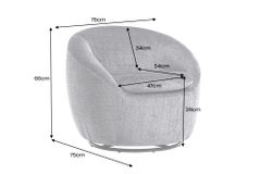Drehbarer Design Sessel ALPINE grau Chenille Cremona 360° mit Armlehnen