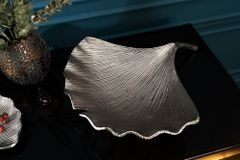 Dekorative Schale GINKGO 45cm silber handmade Metall