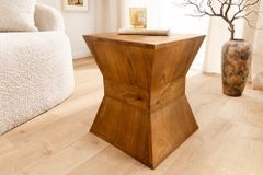 Massiver Beistelltisch PYRAMID 45cm braun Mangoholz honey finish Deko-Hocker