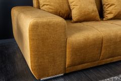 Big Sofa ELEGANCIA 285cm senfgelb Vogue Velours Samt XXL Couch inkl. Kissen Federkern