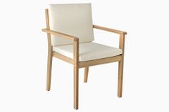 Massiver Gartenstuhl KOPENHAGEN natur Akazienholz beige Outdoor inkl. Kissen