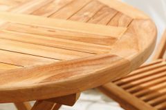 Massiver Gartentisch EMPIRE TEAK 70cm natur Teakholz rund klappbar Balkontisch Outdoor