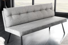 Moderne Sitzbank BIG GEORGE 160cm grau Samt Strukturstoff Taschenfederkern Metall