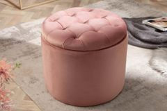 Eleganter Hocker MODERN BAROCK 50cm altrosa Samt Aufbewahrungkorb