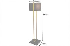 Minimalistische Stehlampe COLLEEN 160cm gold schwarz Stoffschirm mit Metallfuß