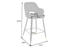Design Barhocker PARIS grau Samt mit Lehne Metall schwarz gold Ziersteppung