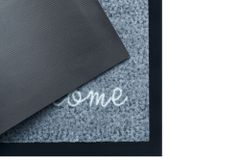 Strapazierfähige Fußmatte CLEAN WELCOME 75x45cm blau grau Fußabtreter Modern Design