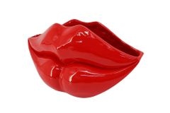Extravagante Deko-Vase LIP 40cm rot handmade Hochglanz