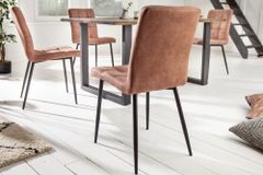 Retro Design Stuhl MODENA vintage braun mit Ziersteppung