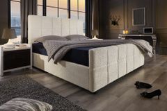 Modernes Boxbett PRESTIGE 180x200cm creme Bouclé mit Stauraum und Lattenrost