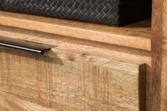 Massives TV-Board IRON CRAFT 130cm Mangoholz Lowboard 2 Schubladen