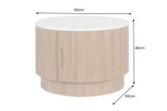 Runder Couchtisch TRES CHIC 60cm weiß Marmor natur Mangoholz mit Stauraum
