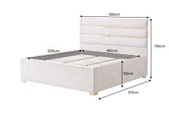 Modernes Boxbett METROPOLITAN 180x200cm beige Samt mit Lattenrost und Stauraum