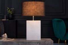 Design Tischlampe NOBLE 55cm weiß Marmorfuß Stoffschirm