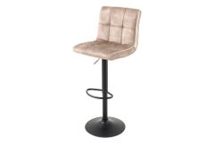 Höhenverstellbarer Barhocker MODENA champagner beige Samt Metall schwarz drehbar
