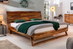 Massives Baumstamm Bett AMAZONAS 180x200cm braun Sheeshamholz stone finish