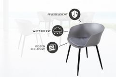Moderner Stuhl DESIGNO grau Kunststoff Gartenstuhl mit Armlehnen Indoor Outdoor