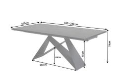 Ausziehbarer Esstisch PROMETHEUS 180-220-260cm Lava Keramik made in Italy
