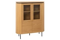 Modernes Highboard ATELIER 140cm natur Eiche schwarz Metall sechs Fächer