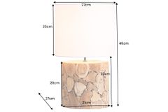 Design Tischlampe PURE NATURE 45cm natur handmade Eisenholz Baumwollschirm weiß