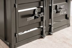 Container-Schrank GLOBETROTTER 80cm anthrazit Metall Couchtisch mit Flügeltüren Kommode