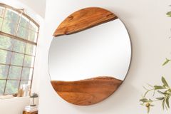 Runder Spiegel AMSTERDAM 105cm braun Akazie Massivholz Wandspiegel