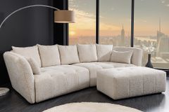 Modernes Big Sofa ROYAL 295cm champagner beige Bouclé Federkern XXL-Couch