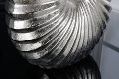 Design Tischlampe SHELL 60cm silber schwarz Metall Stoffschirm maritim
